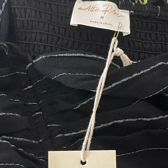 BNWT! Allie Rose, Harlow Halter Tie Jumpsuit in Black, Washed Pinstripe - Picture 11 of 12